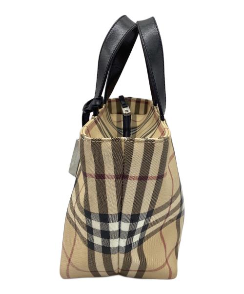 BURBERRY LONDON（バーバリーロンドン）BURBERRY LONDON (バーバリーロンドン) 舟型ハンドバッグ ノバチェック ベージュの古着・服飾アイテム