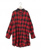 UNDERCOVERアンダーカバー）の古着「ロングプルオーバーシャツ」｜レッド×グリーン