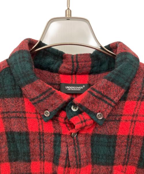 UNDERCOVER（アンダーカバー）UNDERCOVER (アンダーカバー) ロングプルオーバーシャツ レッド×グリーン サイズ:３の古着・服飾アイテム
