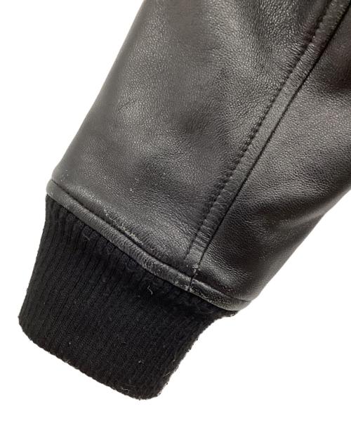 NO ID.（ノーアイディー）NO ID. (ノーアイディー) ウールツイードレザースリーブスタジャン ブラック×ダークグリーン サイズ:1の古着・服飾アイテム