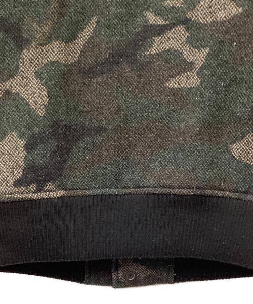 NO ID.（ノーアイディー）NO ID. (ノーアイディー) ウールツイードレザースリーブスタジャン ブラック×ダークグリーン サイズ:1の古着・服飾アイテム