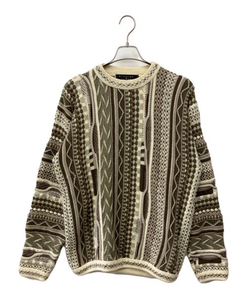 Protege COLLECTION（プロテージ コレクション）Protege COLLECTION (プロテージ コレクション) 3Dニット ホワイト×ブラウン サイズ:Lの古着・服飾アイテム