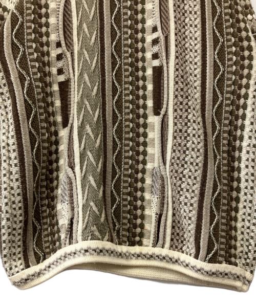 Protege COLLECTION（プロテージ コレクション）Protege COLLECTION (プロテージ コレクション) 3Dニット ホワイト×ブラウン サイズ:Lの古着・服飾アイテム