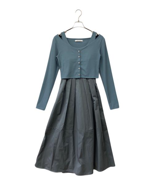 Estella.K（エステラケー）Estella.K (エステラケー) 長袖ワンピース ブルー×グリーン サイズ:F　の古着・服飾アイテム