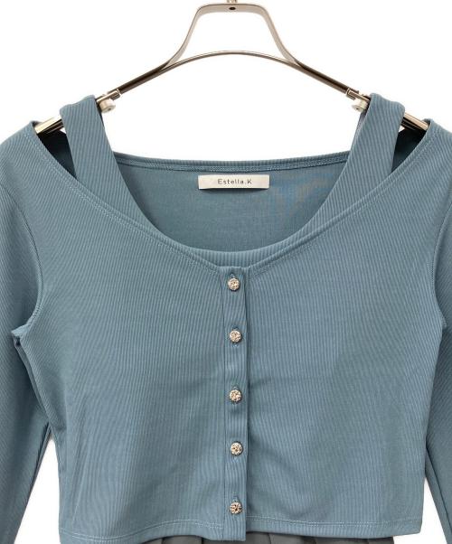 Estella.K（エステラケー）Estella.K (エステラケー) 長袖ワンピース ブルー×グリーン サイズ:F　の古着・服飾アイテム