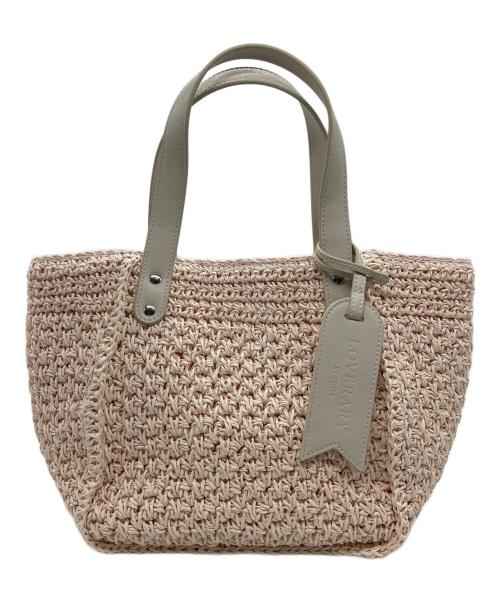 LOVERARY by FEILER（ラブラリー バイ フェイラー）LOVERARY BY FEILER (ラブラリー バイ フェイラー) カゴトートバッグ ピンク×ベージュの古着・服飾アイテム