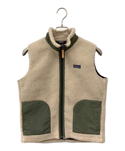 Patagonia（パタゴニア）Patagonia (パタゴニア) フリースベスト ベージュ×オリーブ サイズ:XLの古着・服飾アイテム