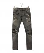 BALMAINバルマン）の古着「バイカーデニムパンツ」｜ブラック