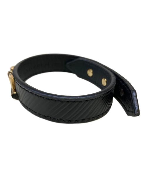 LOUIS VUITTON（ルイ ヴィトン）LOUIS VUITTON (ルイ ヴィトン) レザーブレスレット ブラック×ゴールドの古着・服飾アイテム