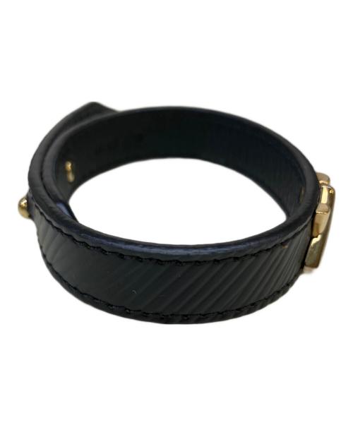 LOUIS VUITTON（ルイ ヴィトン）LOUIS VUITTON (ルイ ヴィトン) レザーブレスレット ブラック×ゴールドの古着・服飾アイテム
