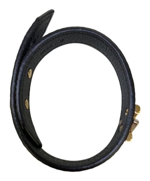 LOUIS VUITTON（ルイ ヴィトン）LOUIS VUITTON (ルイ ヴィトン) レザーブレスレット ブラック×ゴールドの古着・服飾アイテム