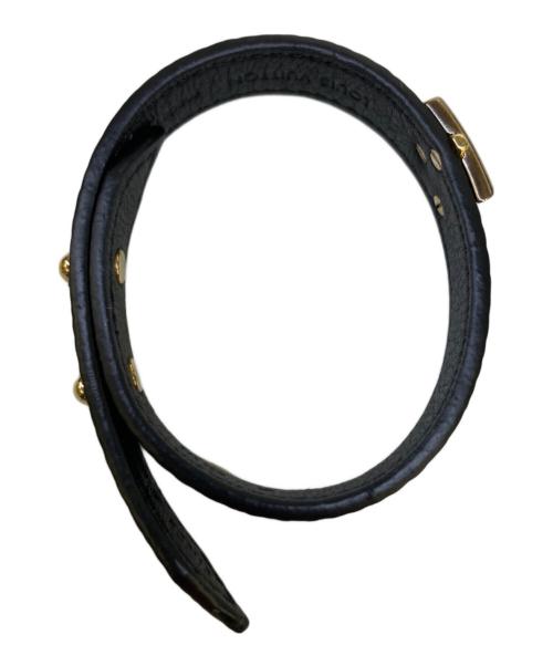 LOUIS VUITTON（ルイ ヴィトン）LOUIS VUITTON (ルイ ヴィトン) レザーブレスレット ブラック×ゴールドの古着・服飾アイテム