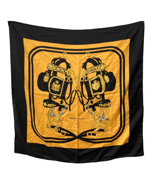 HERMES（エルメス）HERMES (エルメス) スカーフ ブラック×イエローの古着・服飾アイテム