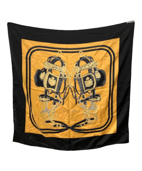 HERMES（エルメス）HERMES (エルメス) スカーフ ブラック×イエローの古着・服飾アイテム