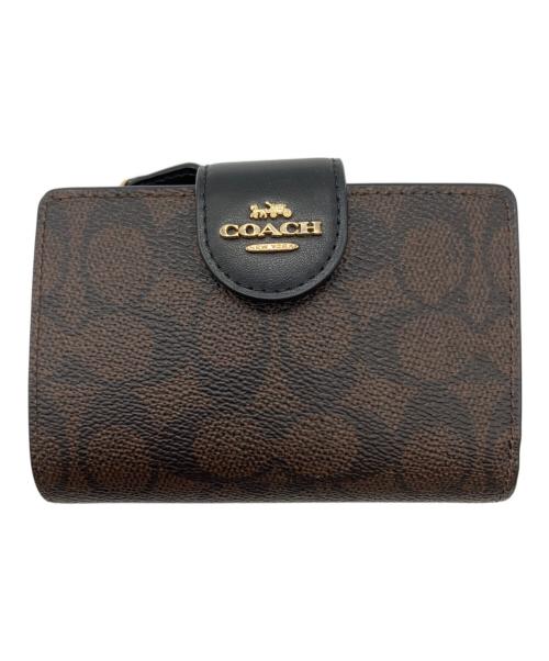 COACH（コーチ）COACH (コーチ) 3つ折り財布 ブラウン×ブラックの古着・服飾アイテム