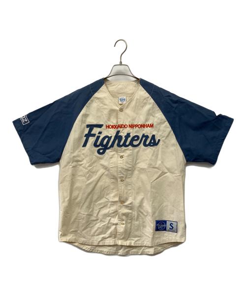 KEBOZ（ケボズ）KEBOZ (ケボズ) ベースボールシャツ アイボリー×ブルー サイズ:Sの古着・服飾アイテム