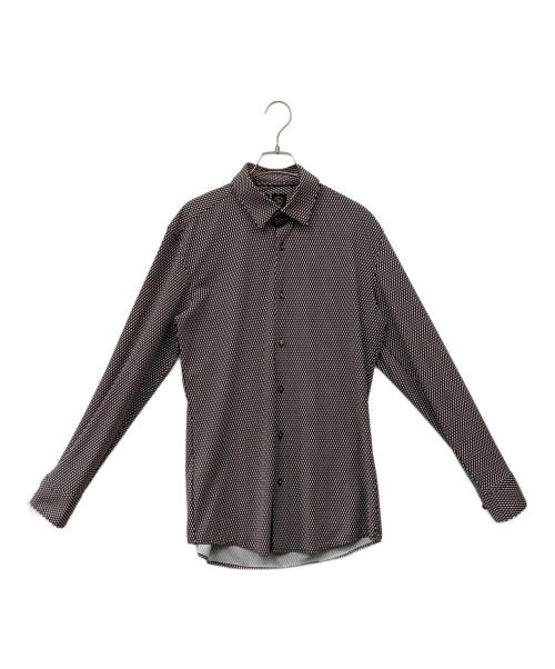HUGO BOSS（ヒューゴ ボス）HUGO BOSS (ヒューゴ ボス) 長袖シャツ ブラウン×ホワイト サイズ:40Aの古着・服飾アイテム