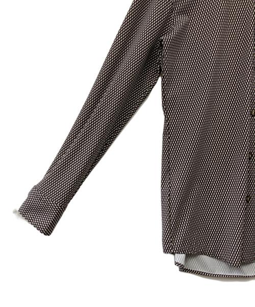 HUGO BOSS（ヒューゴ ボス）HUGO BOSS (ヒューゴ ボス) 長袖シャツ ブラウン×ホワイト サイズ:40Aの古着・服飾アイテム