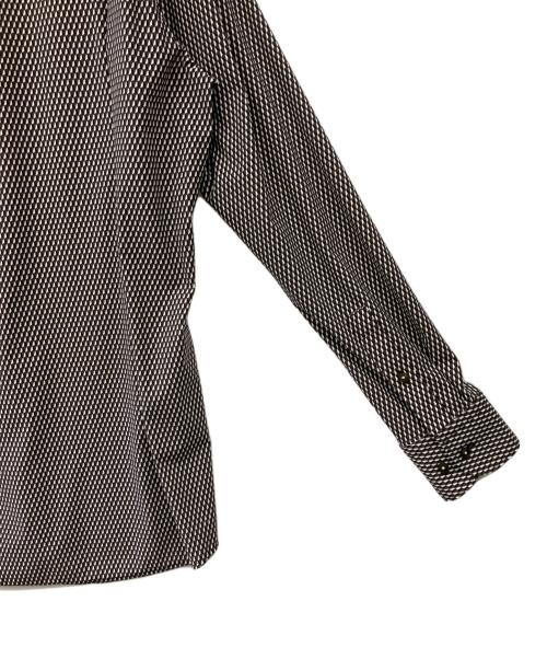 HUGO BOSS（ヒューゴ ボス）HUGO BOSS (ヒューゴ ボス) 長袖シャツ ブラウン×ホワイト サイズ:40Aの古着・服飾アイテム
