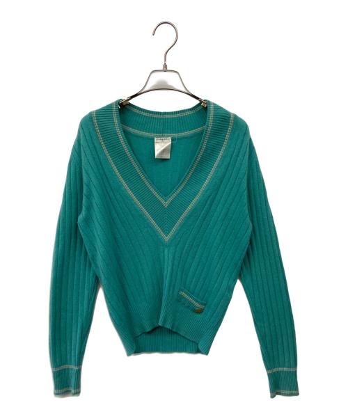 CHANEL（シャネル）CHANEL (シャネル) 厚手ニット スカイブルー サイズ:38の古着・服飾アイテム