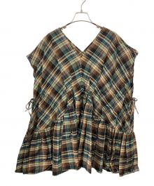 Curensology（カレンソロジー）の古着「スラブチェックブラウス」｜ブラウン