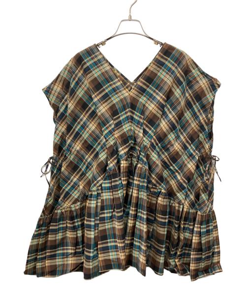 Curensology（カレンソロジー）Curensology (カレンソロジー) スラブチェックブラウス ブラウン サイズ:Fの古着・服飾アイテム
