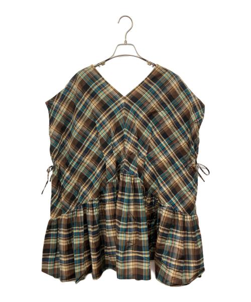 Curensology（カレンソロジー）Curensology (カレンソロジー) スラブチェックブラウス ブラウン サイズ:Fの古着・服飾アイテム
