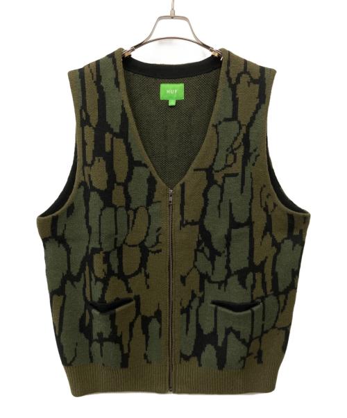 HUF（ハフ）HUF (ハフ) ニットベスト オリーブ サイズ:Lの古着・服飾アイテム