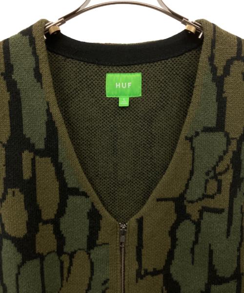 HUF（ハフ）HUF (ハフ) ニットベスト オリーブ サイズ:Lの古着・服飾アイテム