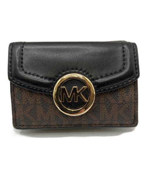 MICHAEL KORS（マイケルコース）MICHAEL KORS (マイケルコース) 2つ折り財布 ブラック×ブラウンの古着・服飾アイテム