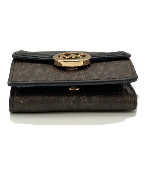 MICHAEL KORS（マイケルコース）MICHAEL KORS (マイケルコース) 2つ折り財布 ブラック×ブラウンの古着・服飾アイテム