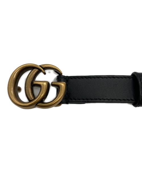 GUCCI（グッチ）GUCCI (グッチ) ダブルGGスリムベルト ブラックの古着・服飾アイテム