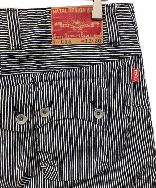 NATAL DESIGN（ネイタルデザイン）NATAL DESIGN (ネイタルデザイン) ヒッコリーパンツ ブルー サイズ:81cm(W32)の古着・服飾アイテム