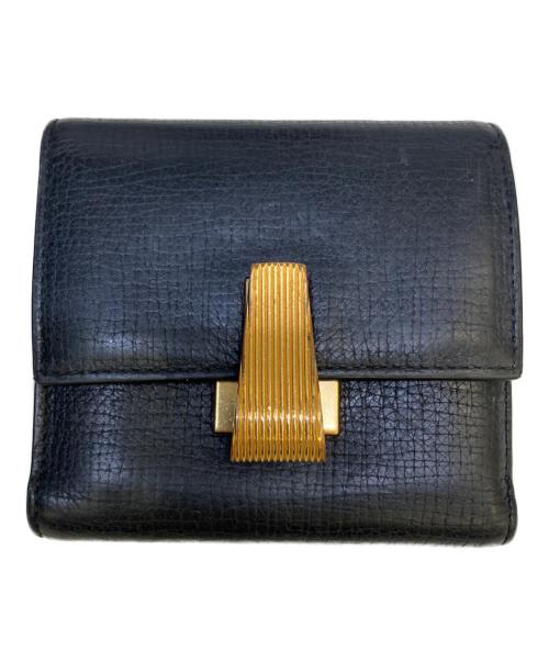 BOTTEGA VENETA（ボッテガベネタ）BOTTEGA VENETA (ボッテガベネタ) 3つ折り財布 ブラック×ゴールドの古着・服飾アイテム