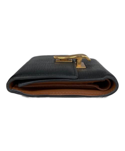 BOTTEGA VENETA（ボッテガベネタ）BOTTEGA VENETA (ボッテガベネタ) 3つ折り財布 ブラック×ゴールドの古着・服飾アイテム