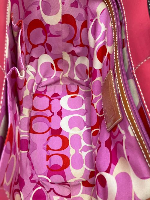 COACH（コーチ）COACH (コーチ) カゴバッグ ベージュ×ピンクの古着・服飾アイテム