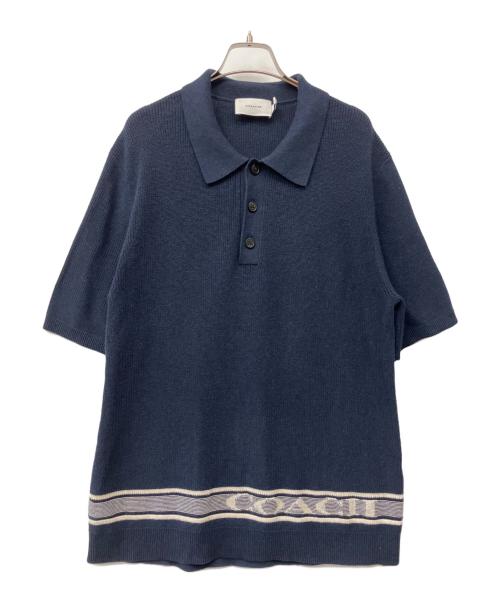 COACH（コーチ）COACH (コーチ) ニットポロシャツ ネイビー サイズ:Mの古着・服飾アイテム
