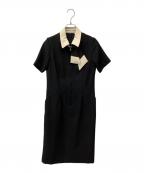 MARY QUANT×U-FACTORYマリークヮント）の古着「半袖ワンピース」｜ブラック×ベージュ