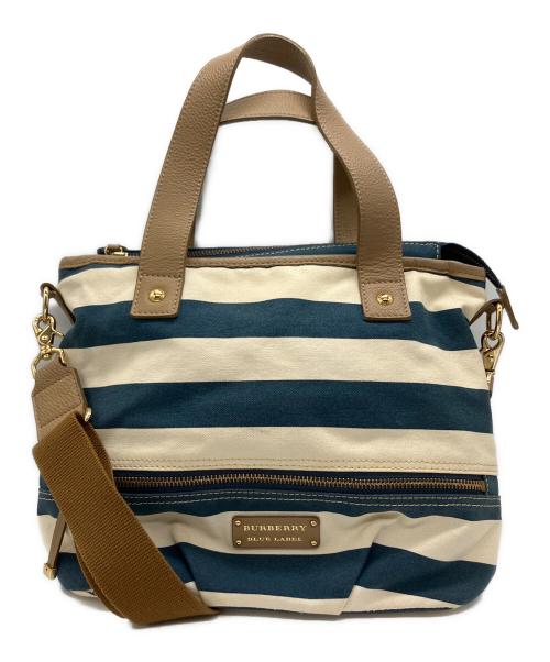 BURBERRY BLUE LABEL（バーバリー ブルー レーベル）BURBERRY BLUE LABEL (バーバリー ブルー レーベル) 2WAYバッグ ネイビー×ホワイトの古着・服飾アイテム