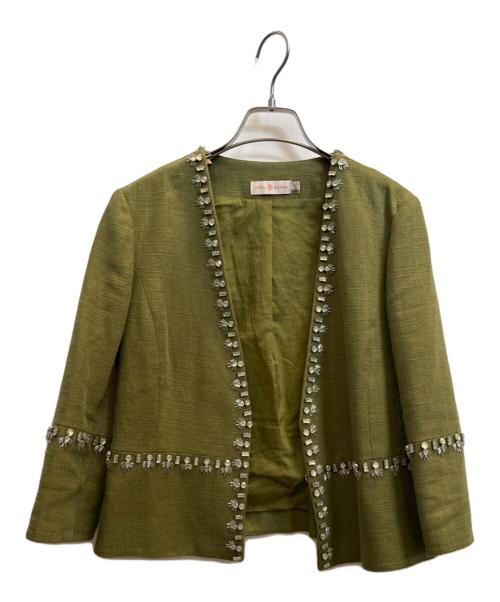 TORY BURCH（トリーバーチ）TORY BURCH (トリーバーチ) リネン混ジャケット グリーン サイズ:SIZE 2の古着・服飾アイテム
