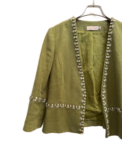 TORY BURCH（トリーバーチ）TORY BURCH (トリーバーチ) リネン混ジャケット グリーン サイズ:SIZE 2の古着・服飾アイテム