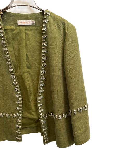 TORY BURCH（トリーバーチ）TORY BURCH (トリーバーチ) リネン混ジャケット グリーン サイズ:SIZE 2の古着・服飾アイテム