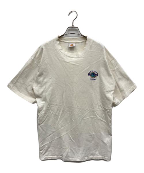 Hard Rock cafe（ハードロックカフェ）Hard Rock cafe (ハードロックカフェ) ロゴ刺繍Tシャツ ホワイト サイズ:Lの古着・服飾アイテム