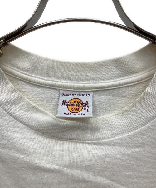 Hard Rock cafe（ハードロックカフェ）Hard Rock cafe (ハードロックカフェ) ロゴ刺繍Tシャツ ホワイト サイズ:Lの古着・服飾アイテム