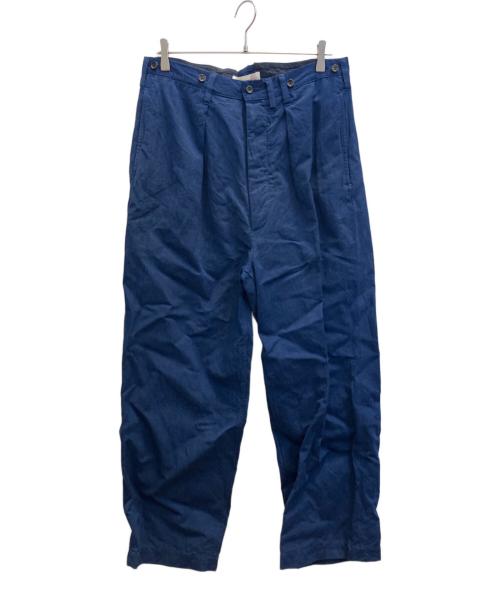 NICENESS（ナイスネス）NICENESS (ナイスネス) ボタンフライコットンリネンパンツワイドパンツ ブルー サイズ:Ｓの古着・服飾アイテム