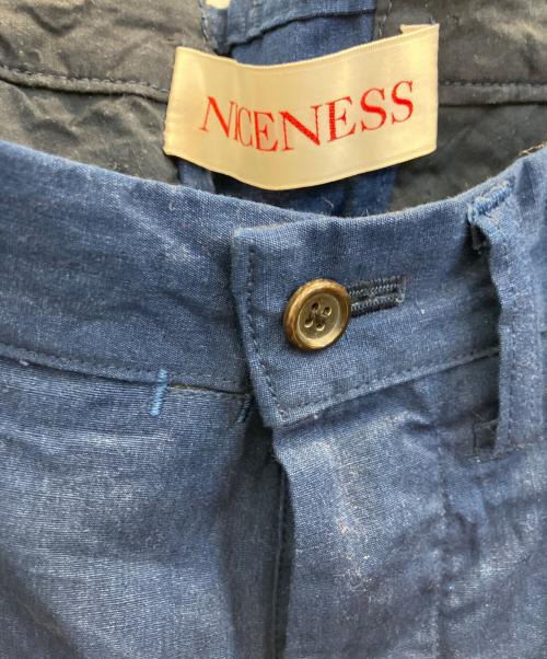 NICENESS（ナイスネス）NICENESS (ナイスネス) ボタンフライコットンリネンパンツワイドパンツ ブルー サイズ:Ｓの古着・服飾アイテム