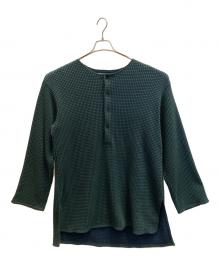 MATSUFUJI（マツフジ）の古着「BIG WAFFLE HENRY NECK LONG SHIRT」｜グリーン×ブルー