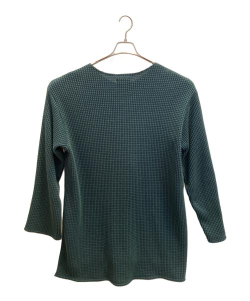 MATSUFUJI（マツフジ）MATSUFUJI (マツフジ) BIG WAFFLE HENRY NECK LONG SHIRT グリーン×ブルー サイズ:SIZE 3の古着・服飾アイテム