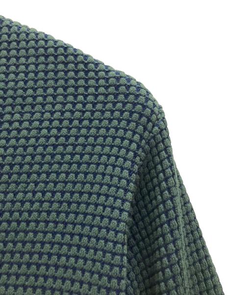 MATSUFUJI（マツフジ）MATSUFUJI (マツフジ) BIG WAFFLE HENRY NECK LONG SHIRT グリーン×ブルー サイズ:SIZE 3の古着・服飾アイテム