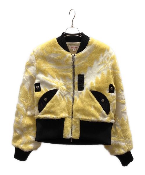 masu（エムエーエスユー）masu (エムエーエスユー) JACQUARD NATIVE FLEECE BOMBERJACKET ブラック×イエロー サイズ:46の古着・服飾アイテム